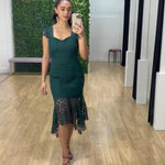 Giselle Lace Midi Dress - Emerald Green