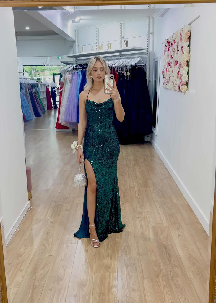 Diva Sequin Gown - Emerald