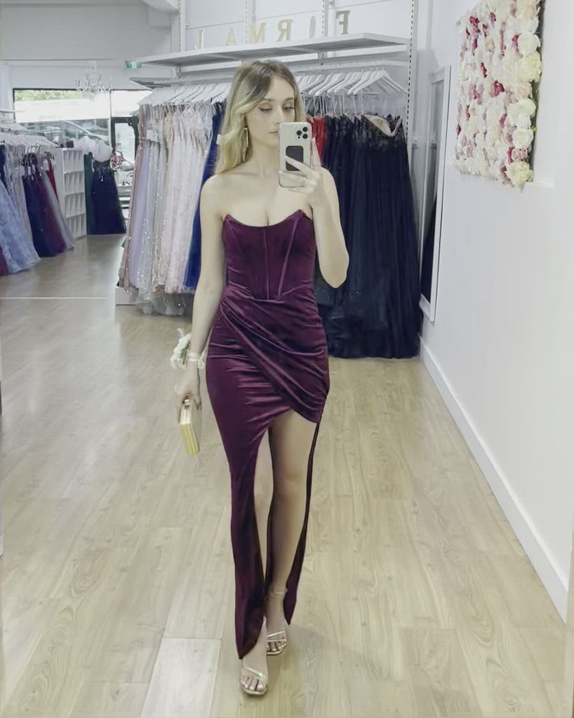 Danielle Corset Velvet Gown - Plum