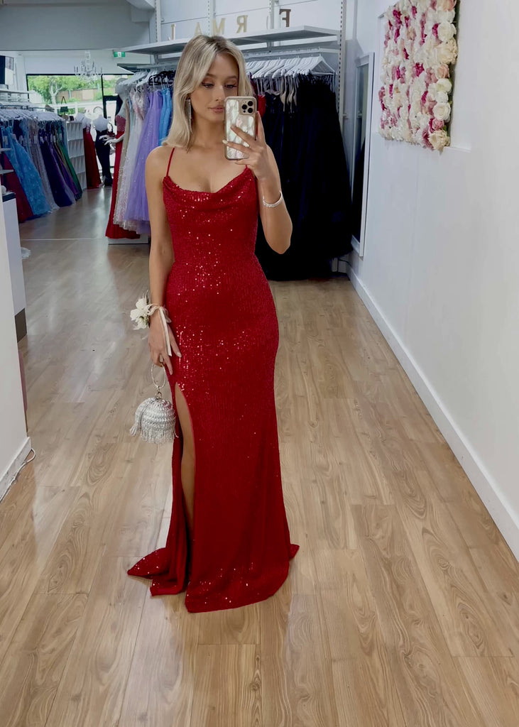 Diva Sequin Gown - Red