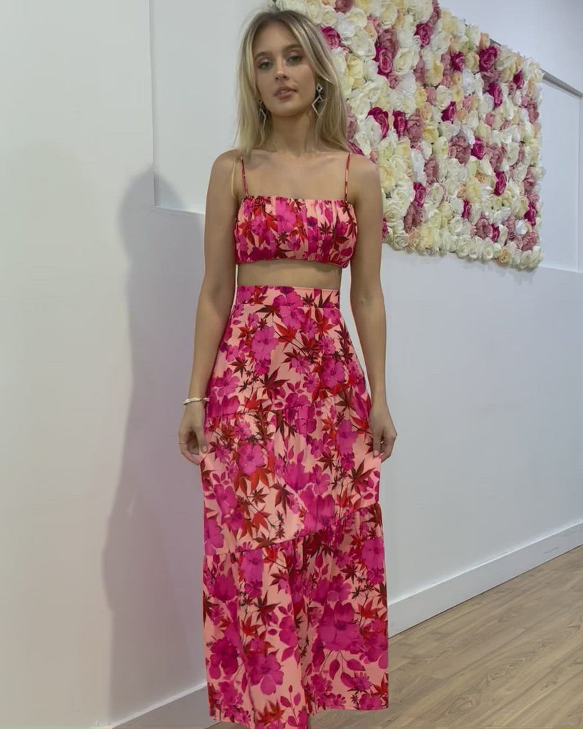 Heloise Maxi Skirt - Pink Floral