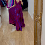 Ava Glitter Gown Wine