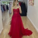 Hadley Tulle Glitter Gown - Red