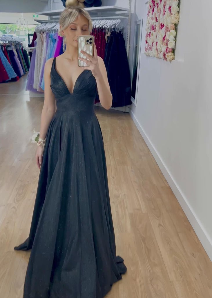 Ava Glitter Gown Black