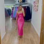 Sadie Satin Maxi Dress - Hot Pink