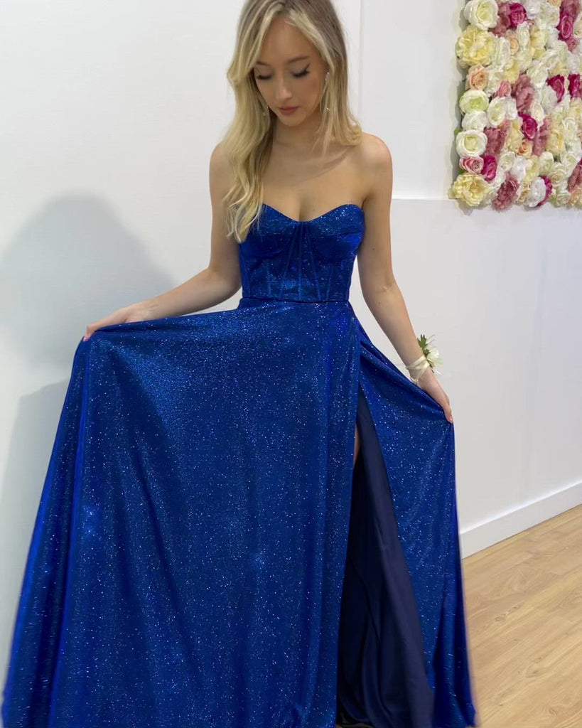 Daphne Sparkle Satin Gown - Navy