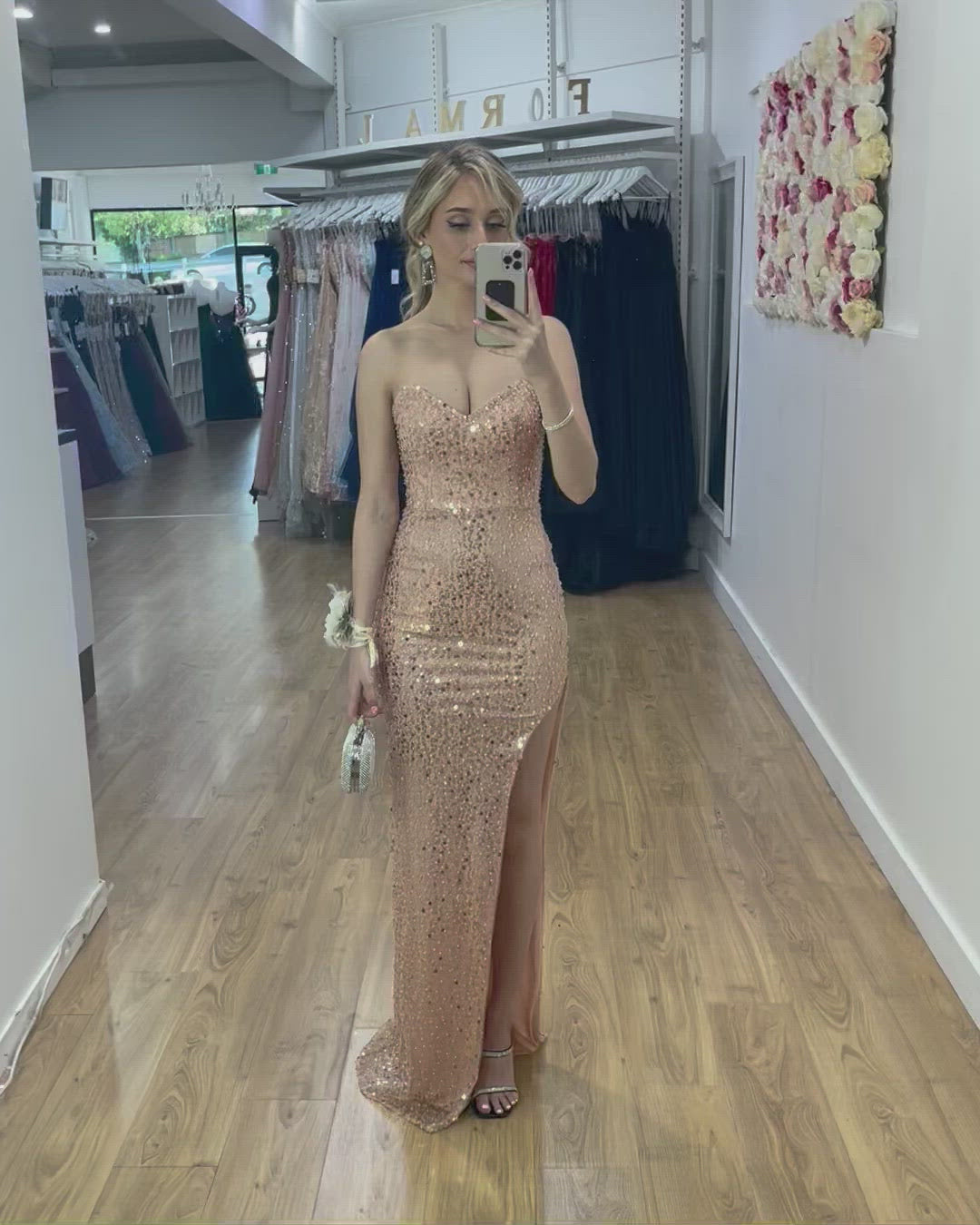 Comet Beaded Gown - Rose