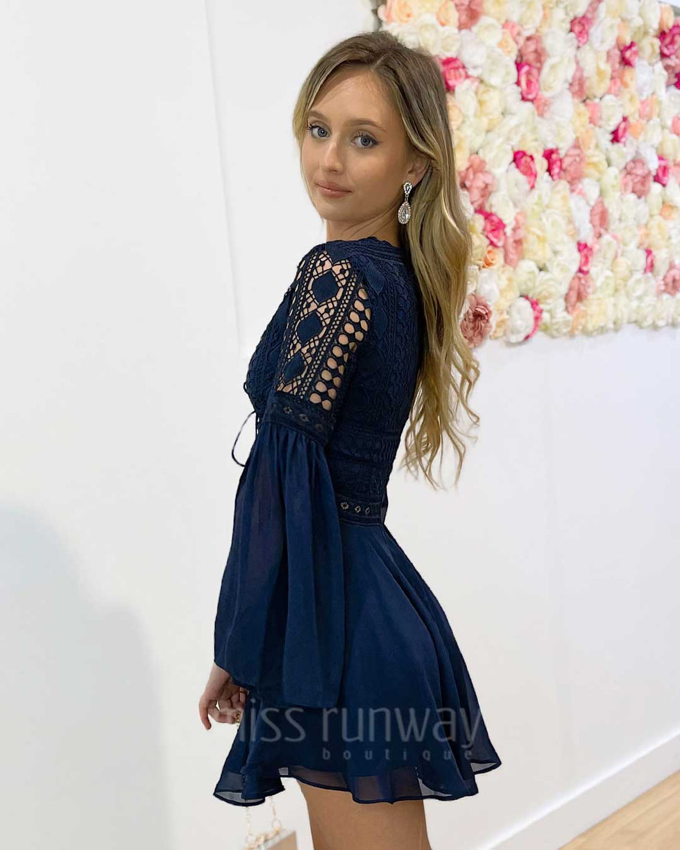 Buy Alyse Lace Dress Navy Online Two Sisters The Label