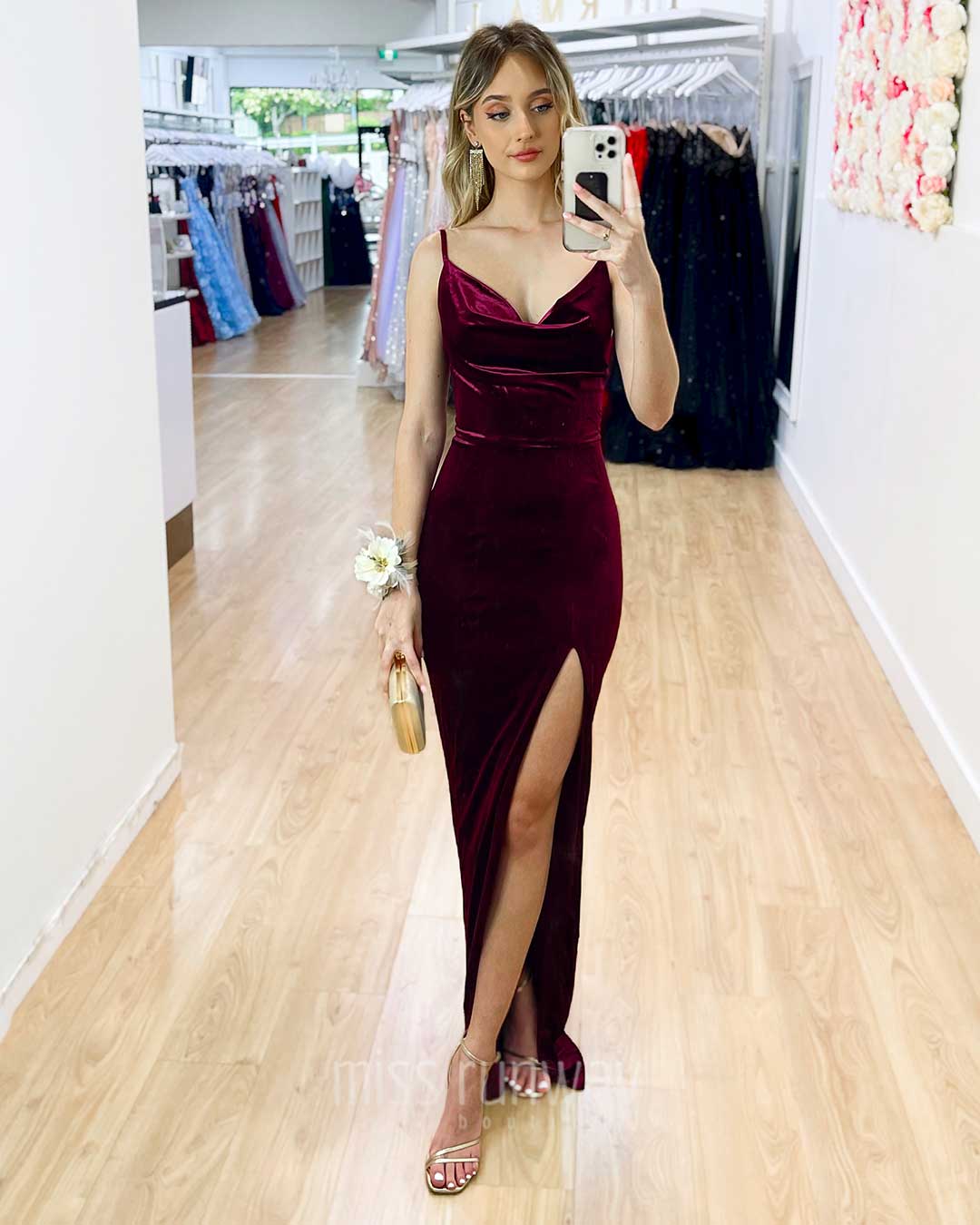 Andrea Velvet Gown Deep Berry