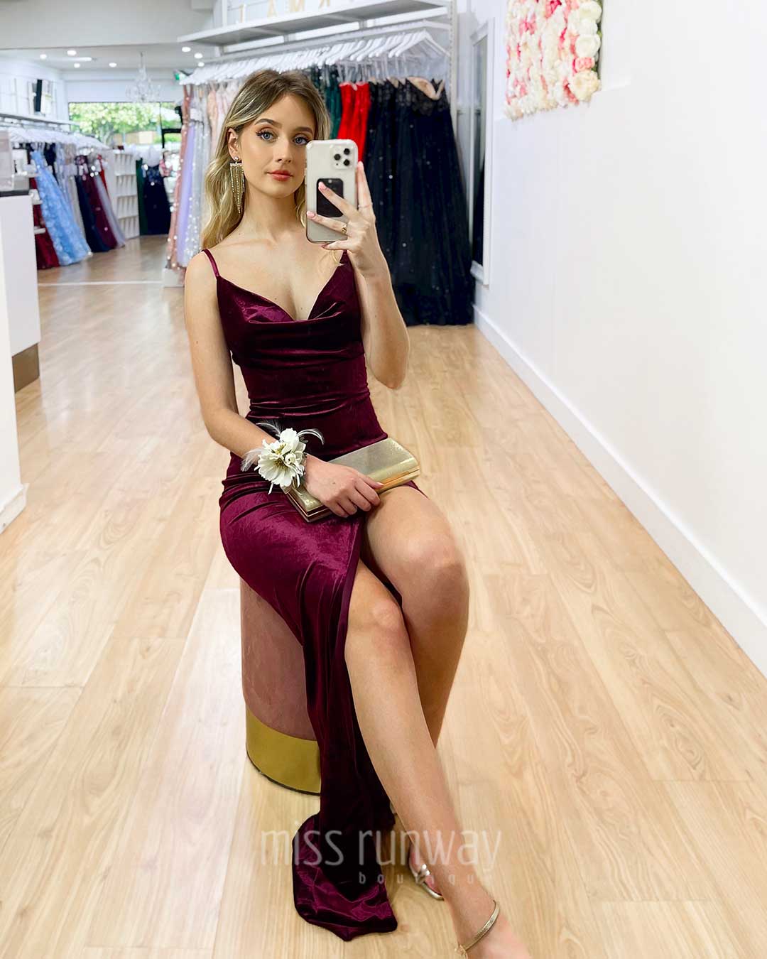 Andrea Velvet Gown Deep Berry