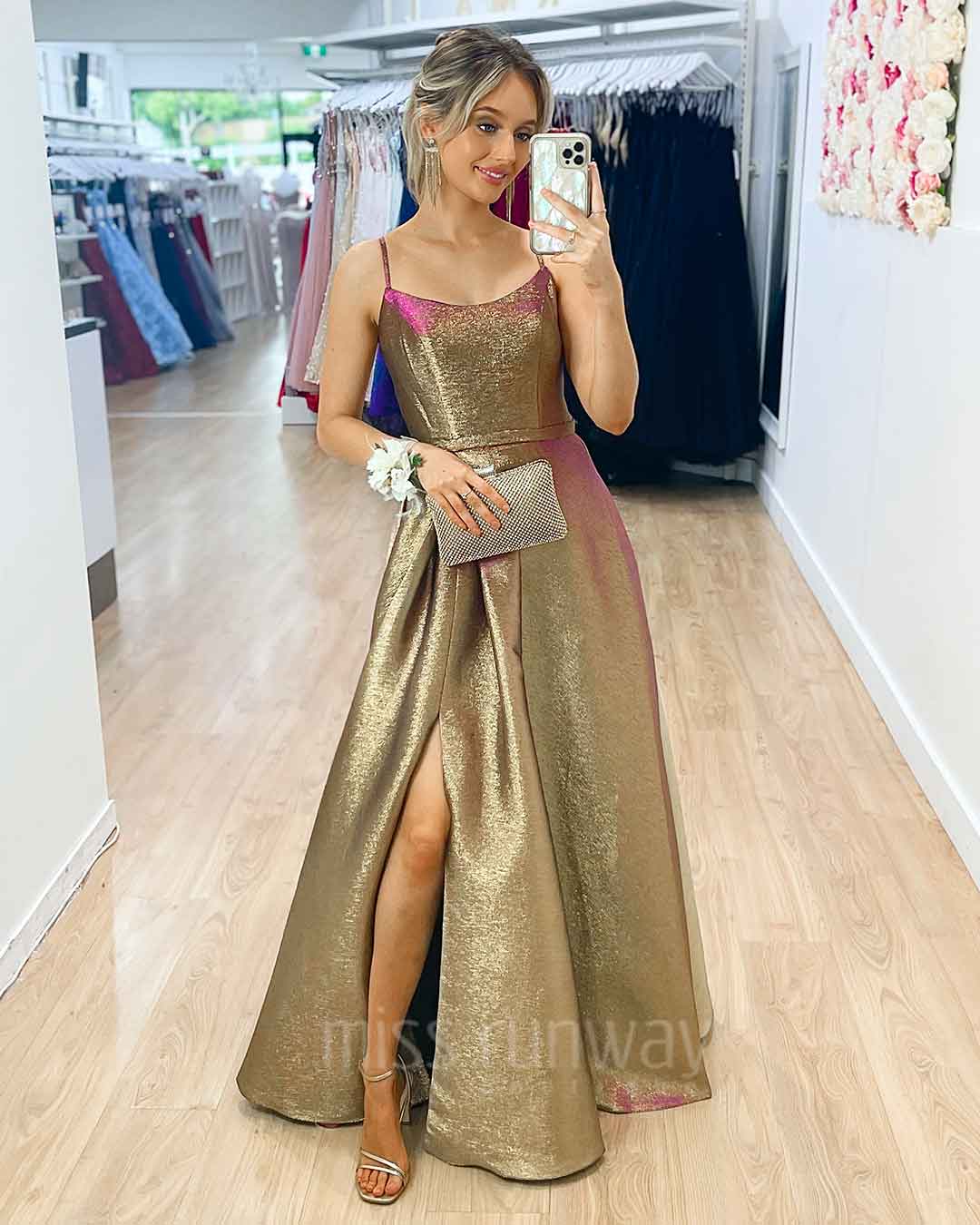 Apollo Metallic Gown - Gold