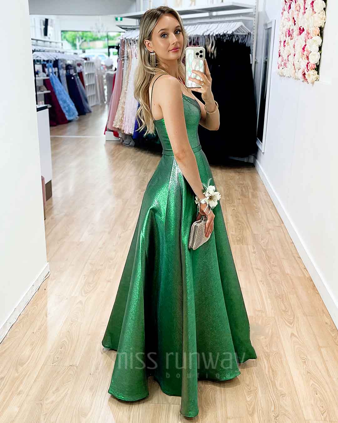Apollo Metallic Gown - Green