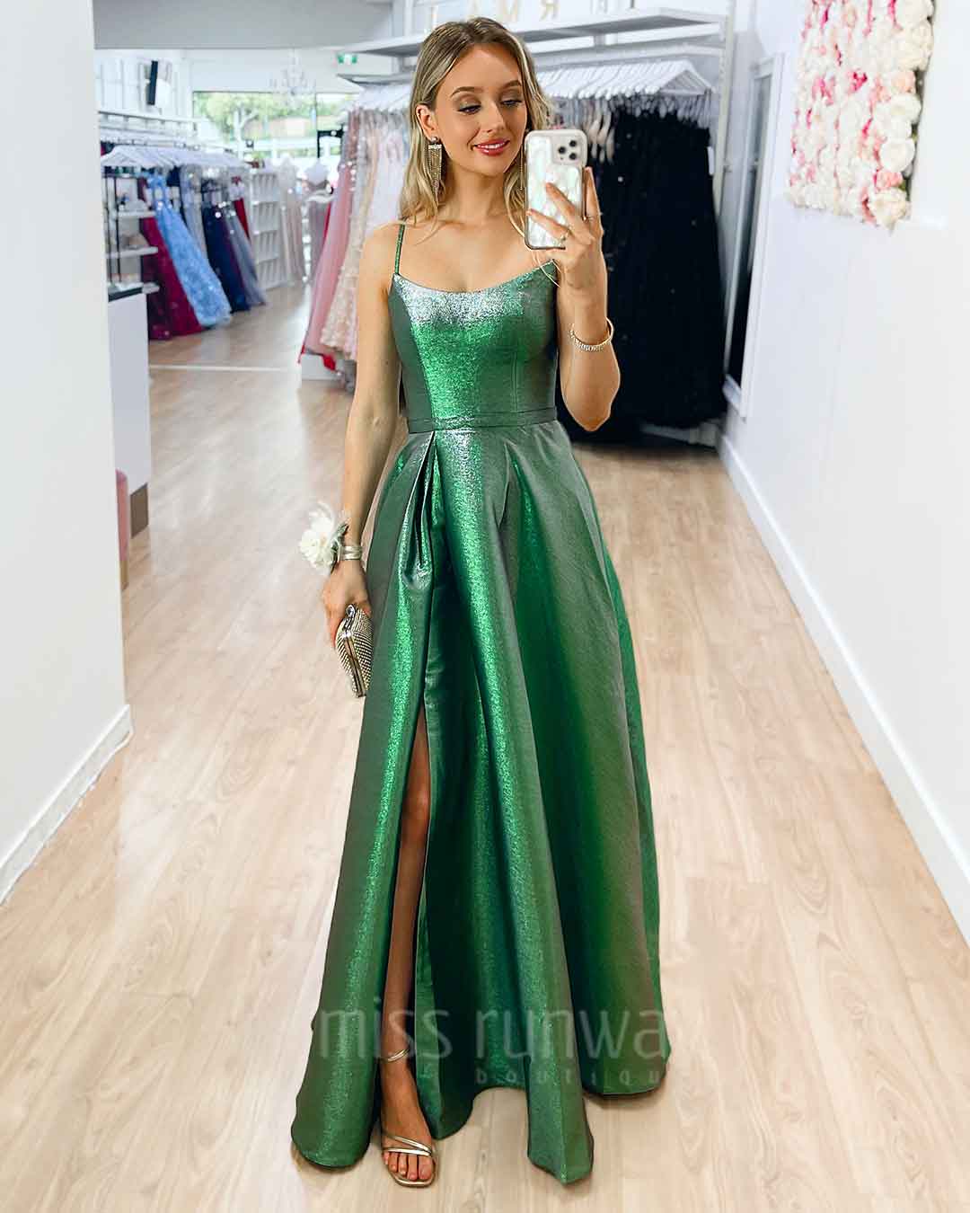 Apollo Metallic Gown - Green