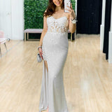 Astrid Lace Sequin Gown - Vintage White