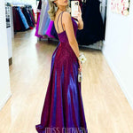 Ava Glitter Gown Wine
