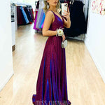 Ava Glitter Gown Wine