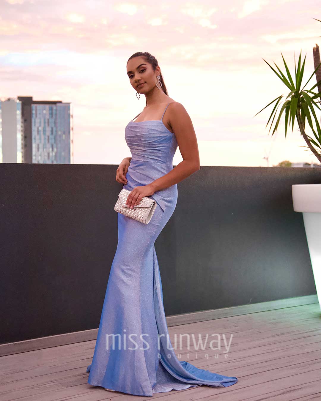 Bailey Glitter Gown - Light Blue