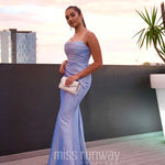Bailey Glitter Gown - Light Blue
