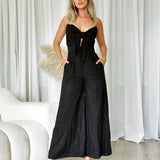 Belinda Linen Jumpsuit - Black