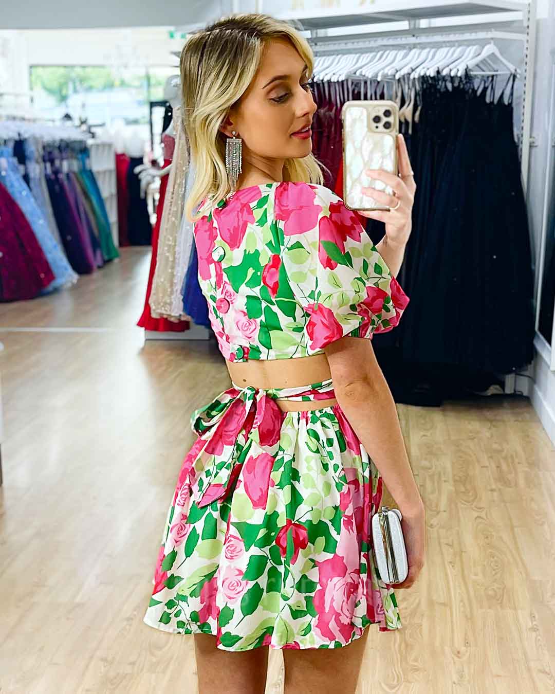 Blanca Mini Dress - White Floral Print