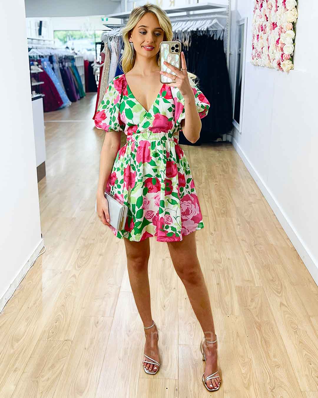 Blanca Mini Dress - White Floral Print