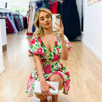 Blanca Mini Dress - White Floral Print