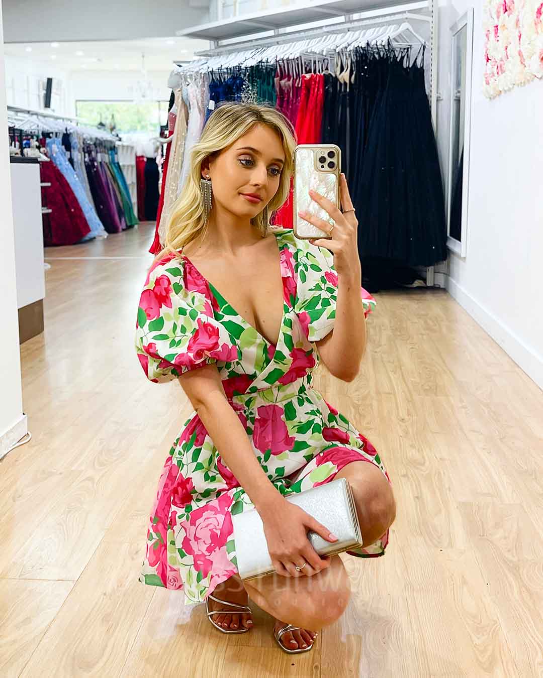 Blanca Mini Dress - White Floral Print