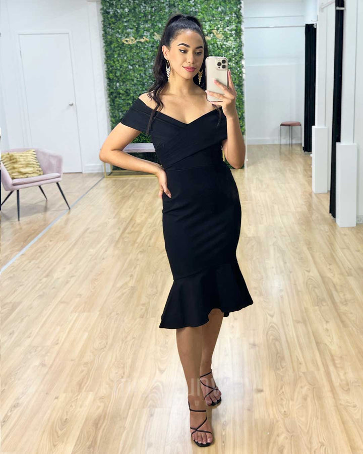 Brienne Midi Dress - Black – Miss Runway Boutique