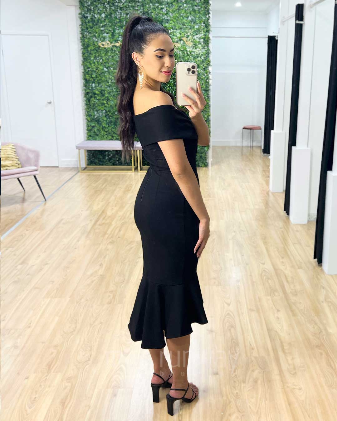 BRIALLE BLACK MIDI DRESS