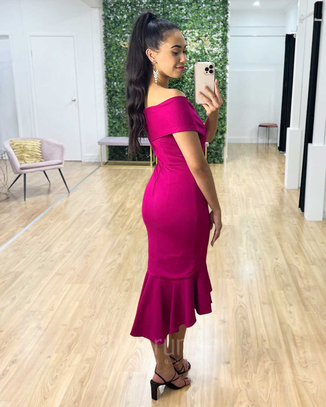 Brienne Midi Dress - Fuchsia