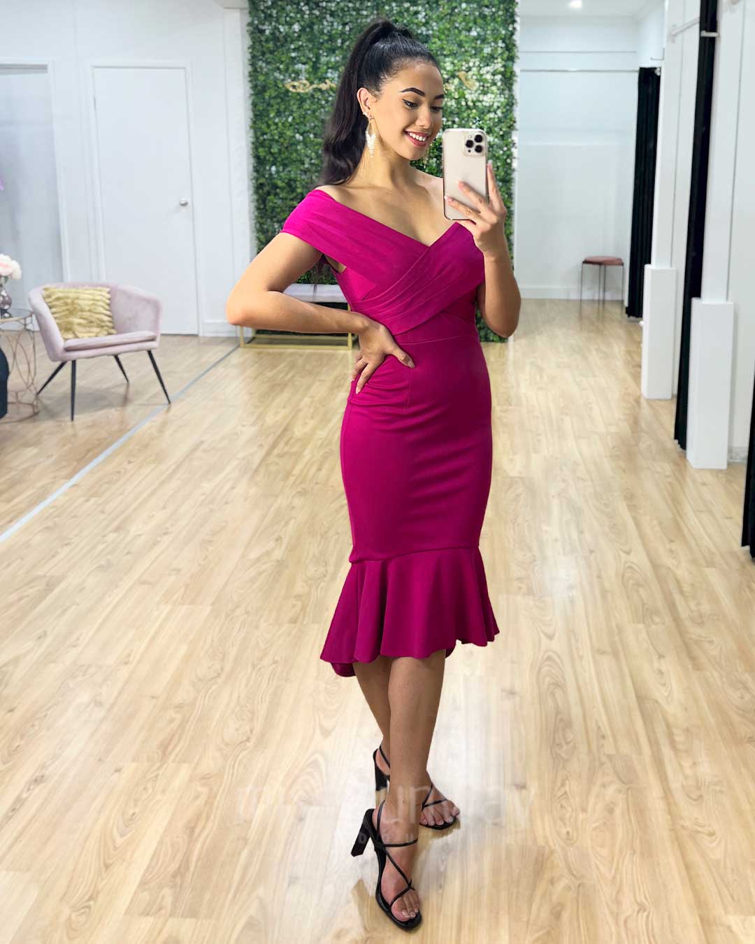 Brienne Midi Dress - Fuchsia