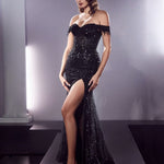 Tatiana Corset Sequin Gown - Black