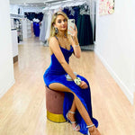 Carlisle Sparkle Velvet Gown - Cobalt