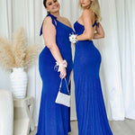 Carmela Glitter Gown - Cobalt