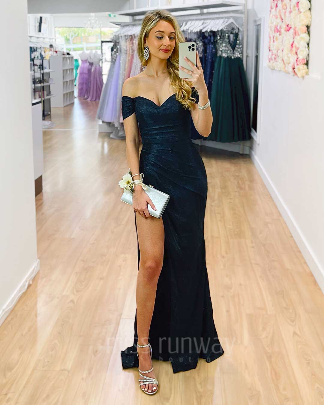 Carmen Glitter Gown - Black