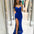 Carmen Satin Gown - Cobalt