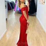 Carmen Sequin Gown Red