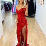 Carmen Sequin Gown Red