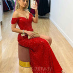 Carmen Sequin Gown Red