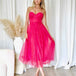Carrie Glitter Midi Dress - Fuchsia