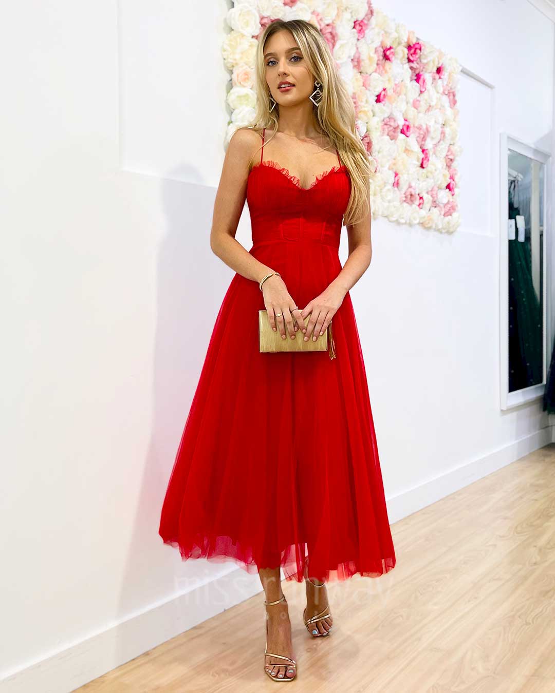 Carrie Midi Dress - Red