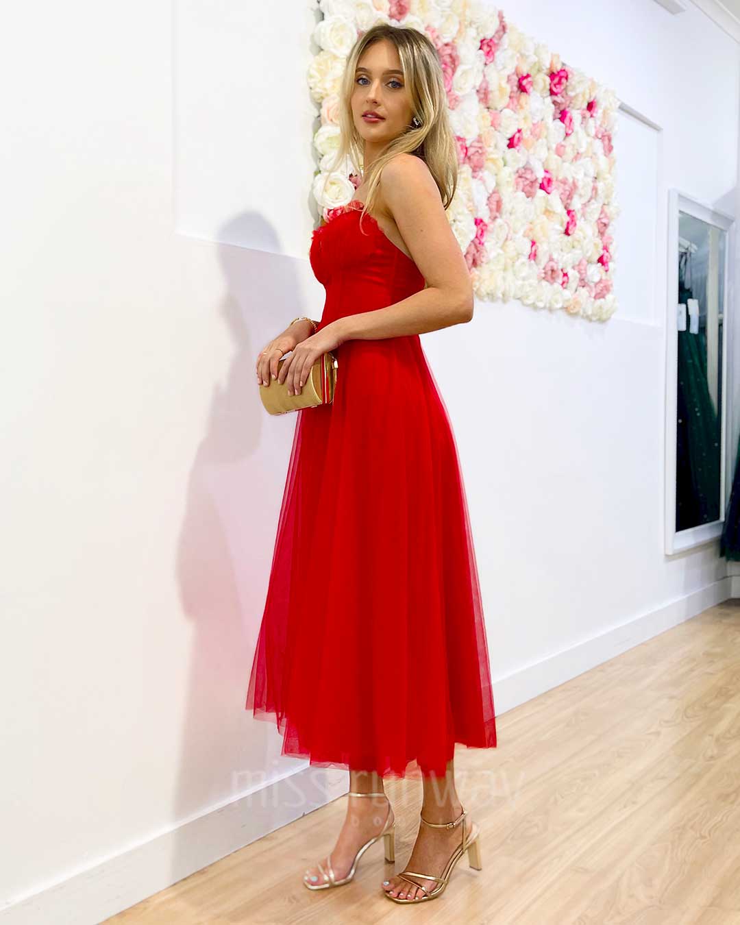 Carrie Midi Dress - Red