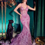 Joan Embroidered Glitter Gown - Amethyst