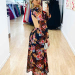 Chloe Chiffon Maxi Dress - Black Floral