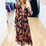 Chloe Chiffon Maxi Dress - Black Floral