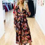 Chloe Chiffon Maxi Dress - Black Floral