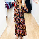 Chloe Chiffon Maxi Dress - Black Floral