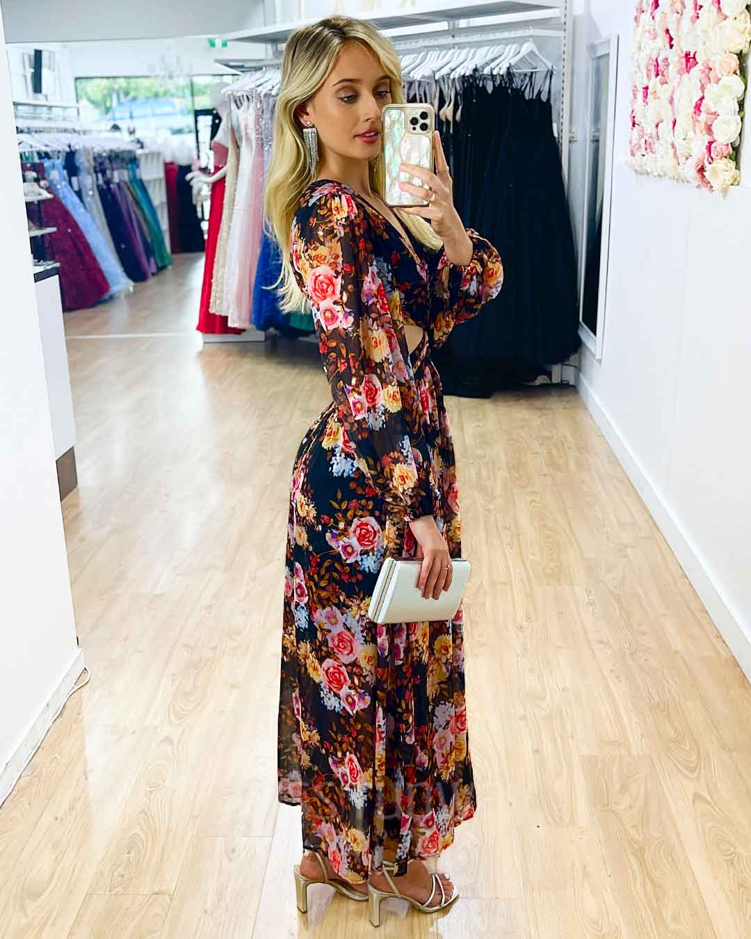 Chloe Chiffon Maxi Dress - Black Floral