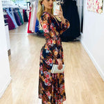 Chloe Chiffon Maxi Dress - Black Floral