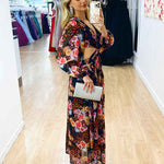 Chloe Chiffon Maxi Dress - Black Floral